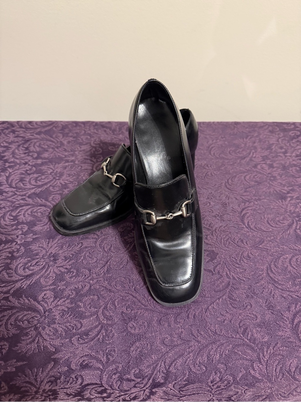 Bass Black Leather Bit Loafers